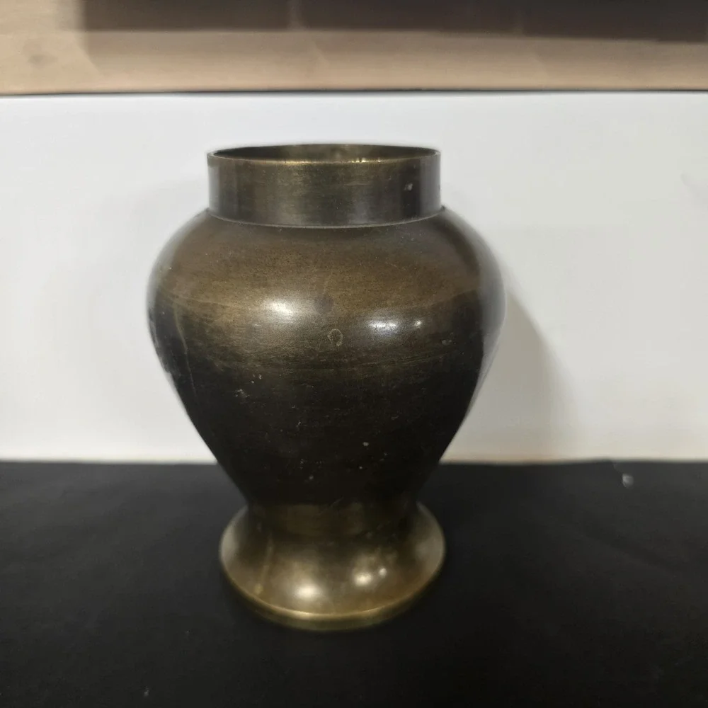Vintage Solid Brass Urn Vase Made in India Decorative Metal‎ Bud Vase Patina